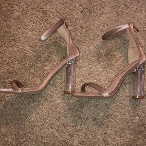 Nude Velvet Heels/Sandals